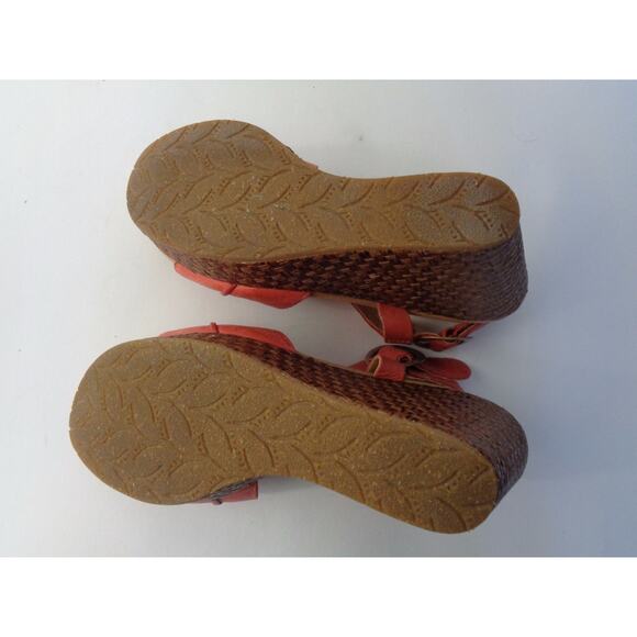 NAYA Estra US 9M EUR 41 Coral Leather Platform Wedge Sandal Shoe - Picture 9 of 9